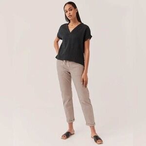 PACT EUC Woven Twill‎ Roll Up Pant in Oyster sizem